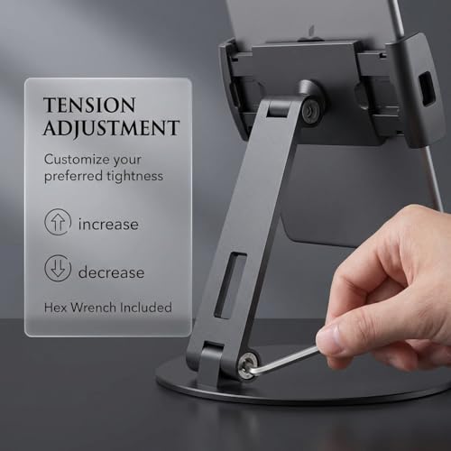 Rotating Tablet Stand,360°Rotatable Retail Kiosk Holder,Aluminum Commercial POS Display Stand for Microsoft Surface,iPad 10,Galaxy Tabs-7''-13''Tablets for Business,Office,Reception Kitchen,Home-Black