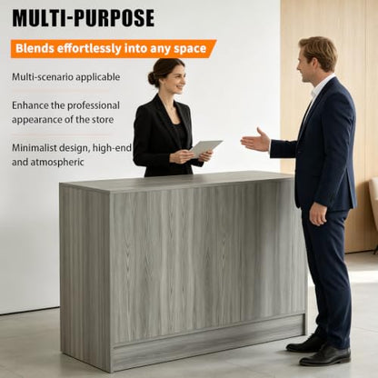 48" W * 20" D * 38" H - Wooden Cash Wrap Counter, Commercial Cash Wrap Counter with (Gray Wood Grain) - color: Gray Wood Grain, size: 48"