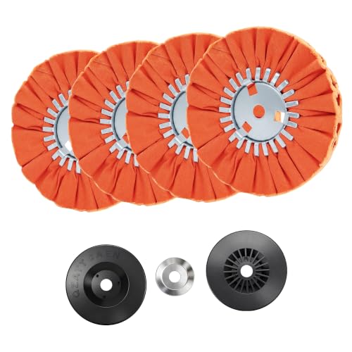 8" Orange Airway Buffing Wheel and 4 Inch Airway Flange Kit,5/8'' Arbor Hole,12 Plys/Medium Polishing for Angle Grinder - 5 PCS - color: Medium kits, size: 12plys