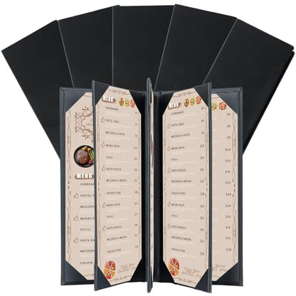 5Pcs 5 Page 8 View Restaurant Menu Covers Holders 4.25" X 11" - size: 5 Page 8 View