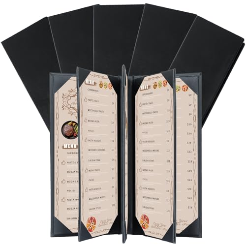 5Pcs 5 Page 8 View Restaurant Menu Covers Holders 4.25" X 11" - size: 5 Page 8 View