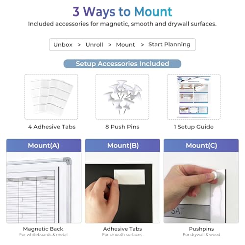 Extra Large Magnetic Dry Erase Calendar, 38x50” - color: Magnetic