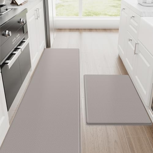 StepRite Kitchen Mats for Floor, 2-Piece Anti-Fatigue Kitchen Rugs, Khaki - color: Khaki, size: 20" x 32"+20" x 71"-0.4 inch