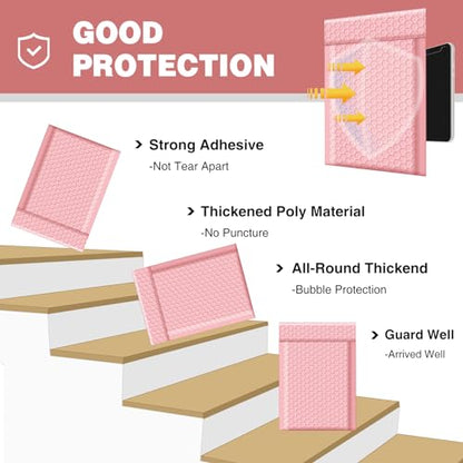 Famagic Light Pink Bubble Mailers 6x10 for Small Business, 100pc Usable 6x9 - color: Light pink, size: 6x9 100pcs