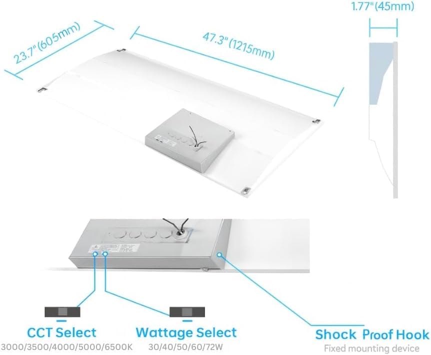 24 Pack 2x4 Center Basket LED Troffer Panel Light, 30/40/50/60/72W, 5CCT 3K|3.5K|4K|5K|6.5K,Dimmable Drop Ceiling Lights,3750/5000/6250/7500/9000 Lumens,120-277V, ETL Premium - size: 24 Pack - 2x4Troffer