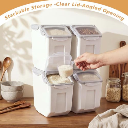 Umigy 4 Pack 30 LB Airtight Dog Food Storage Container with Wheels, Gray - color: Gray