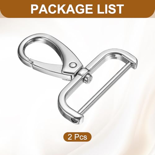 HARFINGTON 2Pcs Detachable Snap Hook Swivel Clasp 1 1/2" D Ring with Swivel Lobster Claw Clasps Hook for Purse Strap Keychain Bag DIY Craft, Silver - color: Silver, size: 1 1/2"