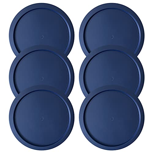Replacement Lids fits Pyrex 2-Cup Glass Food Storage Container Bowls, 5-Inch Plastic Round Lids Covers for Pyrex 7200-PC, Airtight & Leakproof (6-Pack, Blue) - color: Blue, size: 6-Pack
