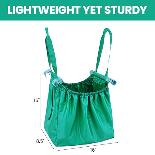 Handy Sandy Cart Caddy – 3-Pack Reusable Shopping Bags with Cart Clips | Heavy-Duty Grocery Organizer Tote Set | Eco-Friendly, Foldable, 40 lb Capacity | Green - color: Bright Green