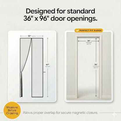 AUGO Magnetic Screen Door Mesh, Heavy Duty, Hands Free, 38 x 97 Inch - size: 38" x 97"