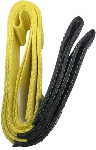 2 inch 6 Feet Lifting Straps, 2 Pack 2 "x6' Lift Sling Straps with Reinforced Loops 18000 Pound Capacity, Yellow