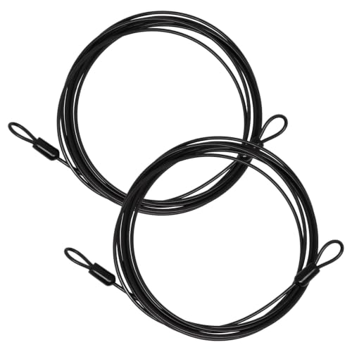 Cable Lock Double Loops 10Ft Long Black Security Cables, Bike Locks Cables 2.5mm Braided Steel Coated Safety Cable Wire Rope for Luggage, Outdoor, Clothesline (2 Pack) - color: Black, size: 10Ft (2 Pack)