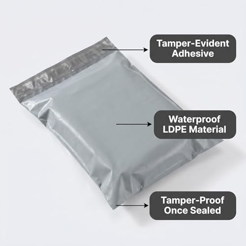 100 Pcs Grey 5.9×9.8 Inch Thick Poly Mailers, 11 Mil Heavy Duty Self-Adhesive Waterproof Tear-Proof Shipping Bags For Clothing Parcel Delivery