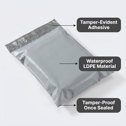 100 Pcs Grey 5.9×9.8 Inch Thick Poly Mailers, 11 Mil Heavy Duty Self-Adhesive Waterproof Tear-Proof Shipping Bags For Clothing Parcel Delivery
