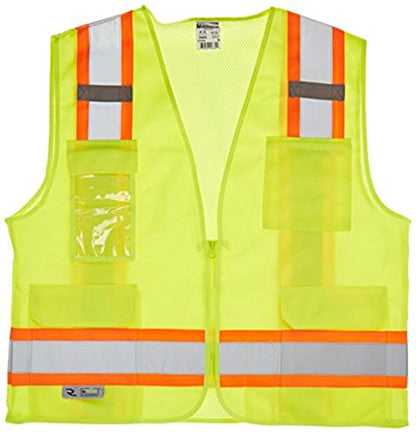 Radians SV6 CL2 Solid Front/Mesh Back Safety Vest Medium, Hi-Vis Green - color: Safety Green, size: Medium