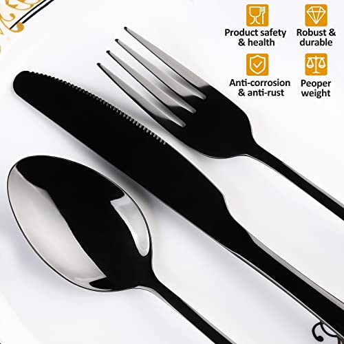 Black Silverware Set for 4, SANLUNS 20-Pieces Spoons Forks Knives Set,Flatware Set,Stainless Steel Tableware Cutlery Fine Dining Utensils Set,Great for Family Gatherings & Daily Use Dishwasher Safe - color: 20 Piece-Black