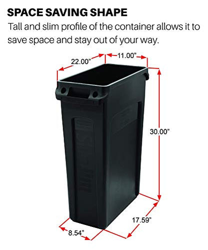 Rubbermaid Commercial Products Slim Jim Trash Can, Green, 23-Gallon - color: Green, size: 23 Gal