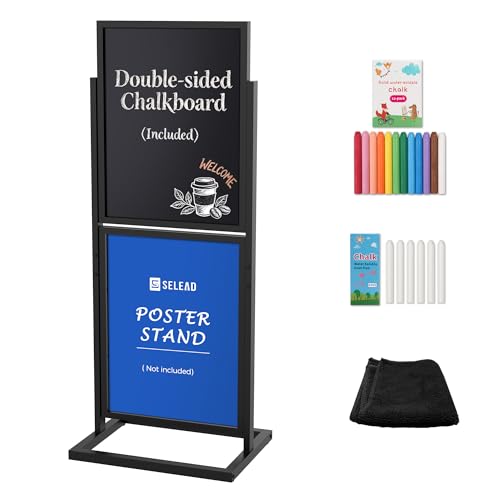 SELEAD 2 Tier Poster Stand with Chalkboard, 21”x53” Large Sidewalk Board - size: 21”x53”