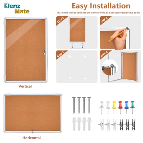 36"x24" Enclosed Cork Bulletin Board Tamper-Proof Dispaly Case,Brown Fabric - color: Silver Frame / Cork, size: 36" x 24"