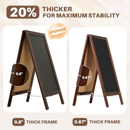 4 THOUGHT Heavy Duty A-Frame Magnetic Chalkboard 40"x20", Brown - color: Brown - Heavy Duty Series