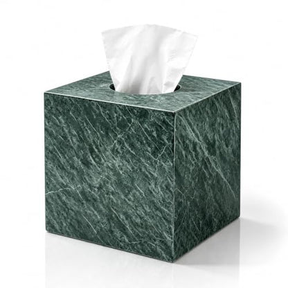 Marble Tissue Box Holder Cover with Open Bottom for Bathroom - color: Indian Green