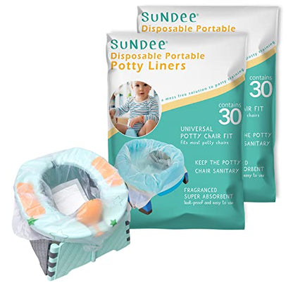 Potty Chair Liners, Portable Disposable Potty Liner Bags for Universal Potty Training Toilet Seat, Toddler Outdoors Travel Baby Toilet Liners - 60 Pack - size: 60 Pack