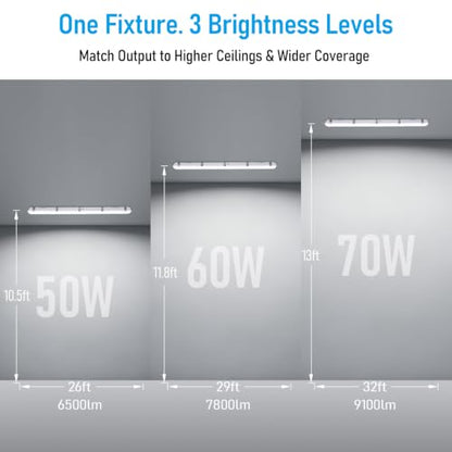 LEONLITE 3CCT 4FT LED Vapor Tight Light, 90-Min Emergency Battery Backup