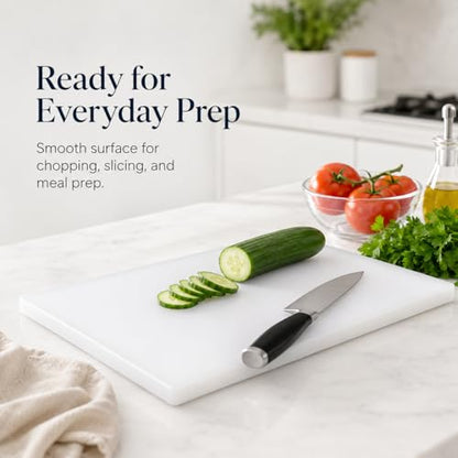 Commercial Cutting Board, Plastic Poly Kitchen Board Dishwasher Safe, Heavy Duty Food Prep Surface for Restaurant Use (18"L x 12"W x 0.57"Th) - color: White, size: 18"L x 12"W
