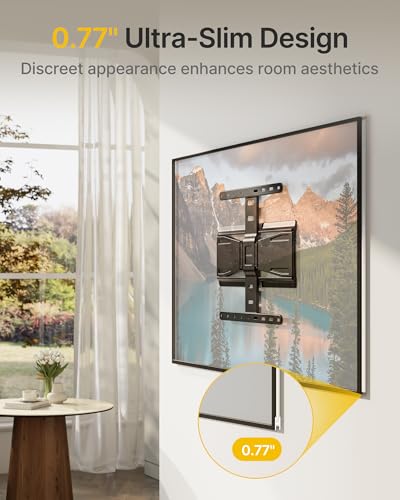 monTEK 0.77" Ultra Slim Full Motion TV Wall Mount for 37-75 Inch TVs - size: 37-75 Inch