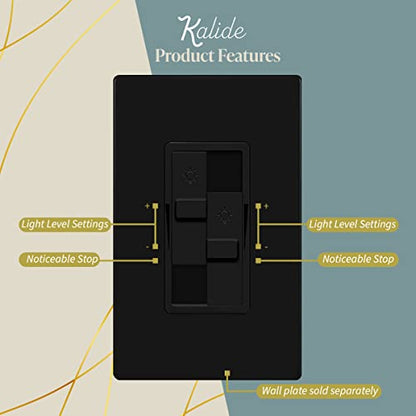 TOPGREENER Dual Load LED Dimmer Switch, Single Pole, Black, 1 Pack - color: Black, size: Dual Dimmer Switch