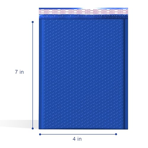 Royal Blue Bubble Mailers 4x8, Poly Padded Envelopes #000, 500 Pack - color: Royal Blue, size: 4"x8" / 500 Pack