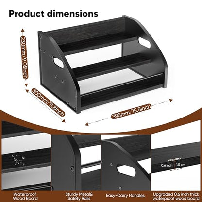 Countertop Liquor Bottle Organizer Shelf, 3-Tier - color: 3-Tier Black