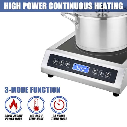 Commercial Induction Cooktop, Portable Electric Countertop Burner with Sensor Touch and LCD Screen(3500W/220V),Commercial Grade Induction cooker for Hotel Restaurant School - style: 3500W