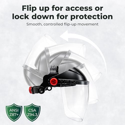 Cap Style Headgear with 2 Clear Tapered Face Shield Visors – Adjustable Headgear with 9" x 15.5" Wraparound PETG Shields – ANSI Z87.1 Safety Face Shield for Grinding, Cutting and Welding - color: Clear, 3 Pack a