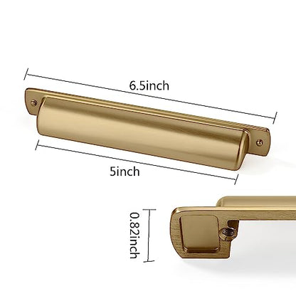 6 Pack Cup Pulls 5"(128mm) Center to Center Drawer Pulls Champagne Bronze Cabinet Cup Pulls Kitchen Cabinet Hardware Satin Brass Cabinet Handles Bin Cup Drawer Handles Gold Knobs. - color: Champagne Bronze, size: 5"(128mm) hole center, style: Quantity:6