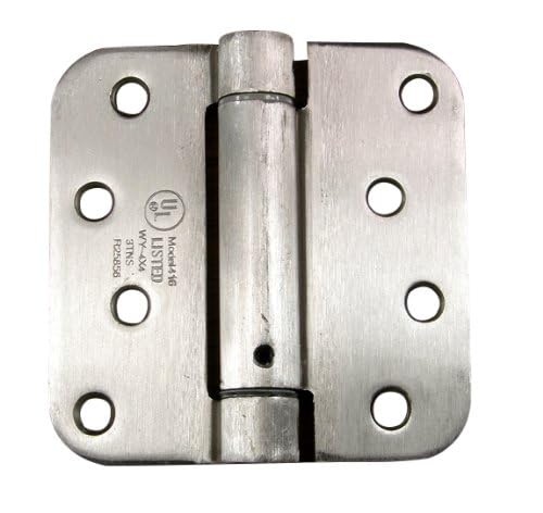 Self Closing Spring Door Hinges Satin Nickel 4 Inch - 5/8 Radius 2-Pack - color: Satin Nickel