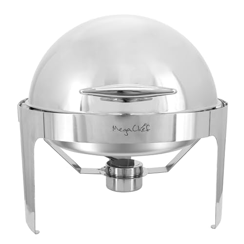 MegaChef 6.3 Quart Round Dome Roll Top Stainless Steel Professional Kitchen Chafing Dish/Food Warmer/Buffet Server Serving Pot/Bowl/Trays for Entertaining, Catering, Large Gatherings (6.3 Quart) - size: 6.3 Quart