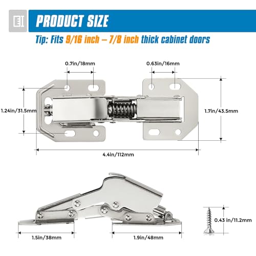 Ravinte Hidden Cabinet Hinges, Concealed Cabinet Hinges Soft Close, 40 Pack