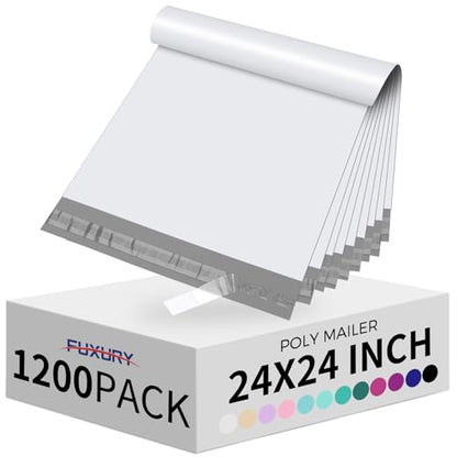 Fuxury Large Poly Mailers 24x24" 1200Pcs,Shipping Bags for Clothes,White - color: White, size: 24x24" 1200pcs