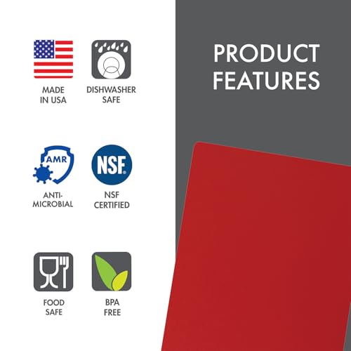 Dexas NSF Certified Polysafe Pastry Board, 16 x 20 inches, Reversible Kitchen Cutting Board, Red - color: Red, size: 20"L x 16"W