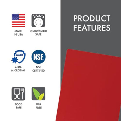 Dexas NSF Certified Polysafe Pastry Board, 16 x 20 inches, Reversible Kitchen Cutting Board, Red - color: Red, size: 20"L x 16"W