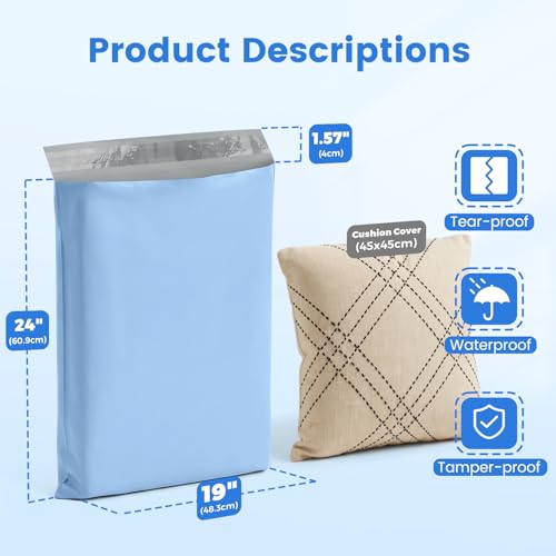 Metronic Poly Mailers 19x24 250Pc Large Shipping Bags for Business Blue - color: Light Blue, size: 19x24 250PC