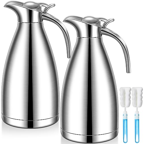 Uiifan 2 Pcs 68oz Thermal Coffee Carafe for Keeping Hot/Cold - color: Silver