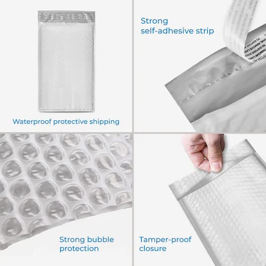 500 PC #000 4x8 Inches 500 Pack Inches Poly Bubble Mailers Shipping Padded Envelopes Self Seal Waterproof Cushion Envelopes - size: 4x8" 500PC