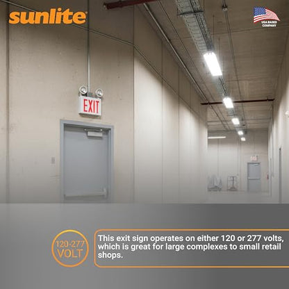 Sunlite 05275 LED Steel Exit Sign Combo, White Housing with Red Lettering, 90-Minute Battery Power Back-Up, Dual-360 Degree Adjustable Head Lamps, 200 Lumens, 120-277V, Fire Safety, NYC Compliant