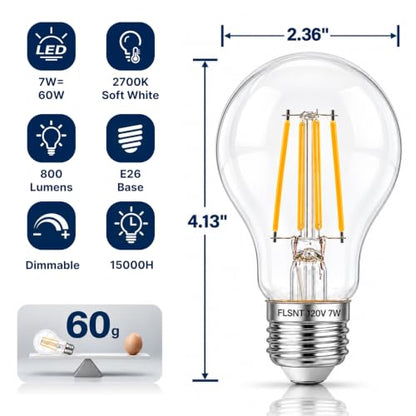 FLSNT 60W Eqv Dimmable LED Bulbs, 800LM, 2700K Soft White, E26, 4 Pack - color: 60w 2700k Soft White, size: 4 Count (Pack of 1)