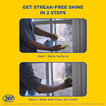Zep Streak-Free Glass Cleaner - 1 Gallon (Case of 4) ZU1120128 - Professional Grade Formula that Cleans Dirt, Fingerprints, Grime, Smoke Haze, and Toothpaste on Windows, Mirrors, and Other Glass - size: 128 Fl Oz (Pack of 4)