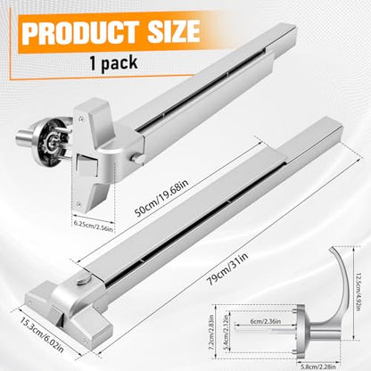 Zonon 1 Set 31" Commercial Door Push Bar with Lever Handle, Silver - color: Silver, size: 31"