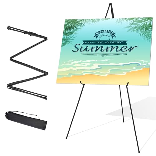 Easel Stand for Wedding Sign & Poster Display 63'' Portable Art Easel for Floor Adjustable Metal Easel Black - color: Black, size: 1 PCS