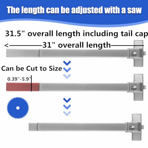 31" Push Bar Panic Exit Device,Aluminum - color: No handle